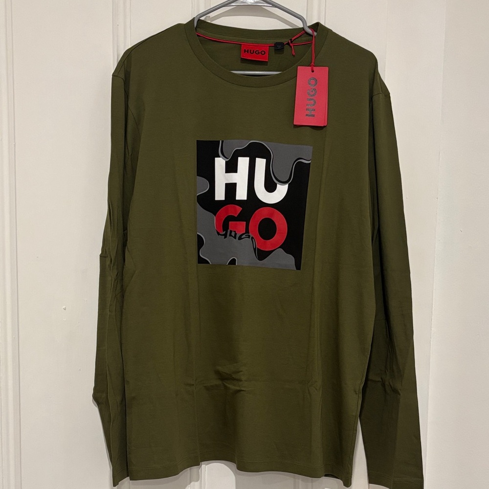 NWT HUGO Olive Green Long Sleeve Shirt